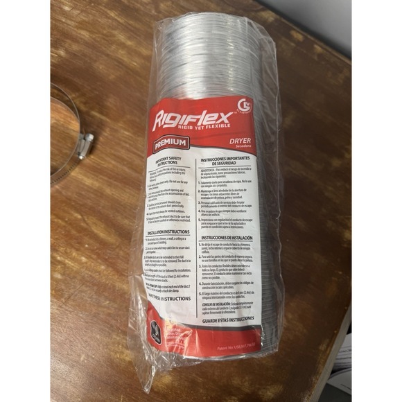 Lambro Rigiflex Semi-Rigid Dryer Duct Vent 4" x 8 ft. 1790033 All Metal Design - Picture 3 of 4